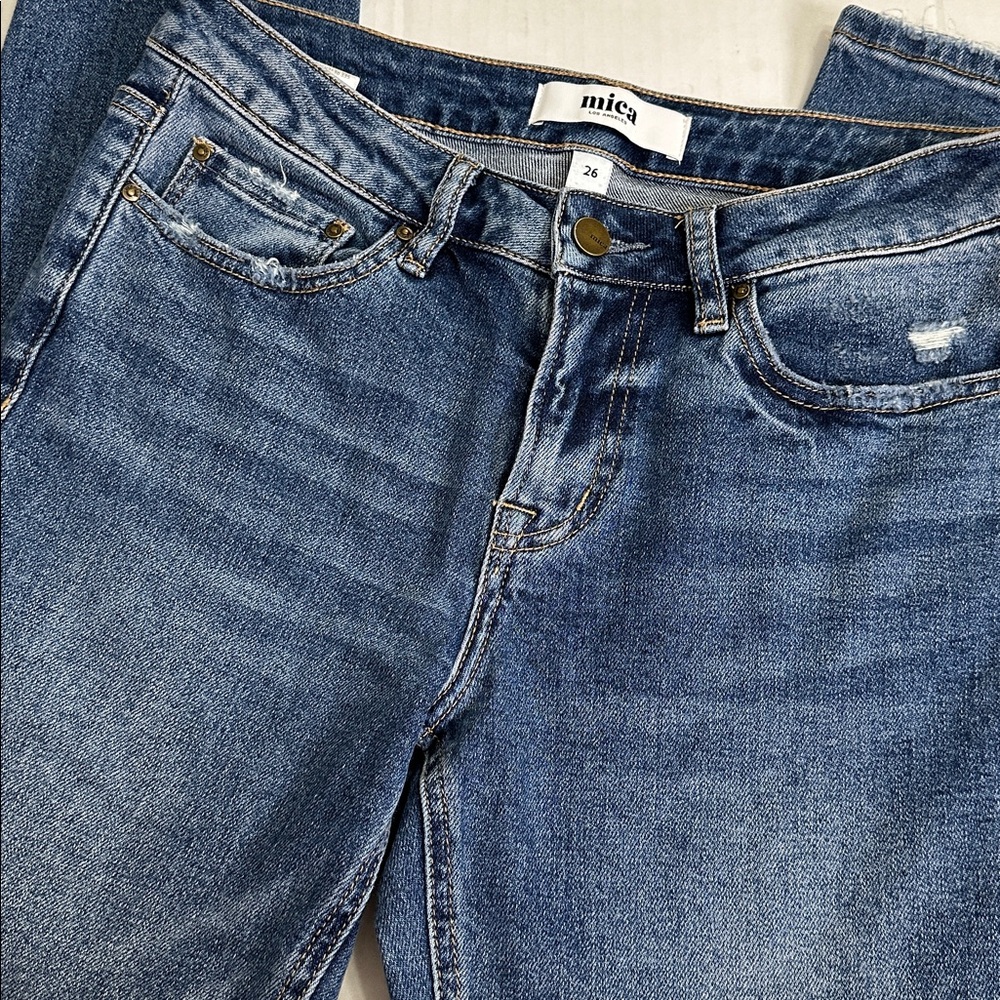 Mica Denim Distressed Medium Wash Womens 26 Jeans Straight‎ Leg
